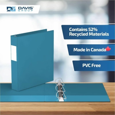 Davis Group Premium Economy, Angle D Ring, Binder, 6 Pack (Turquoise Blue, 1.5") - Letter - 8 1/2" (215.90 mm) x 11" (279.40 mm) Sheet Size - 350 Sheet Capacity - 3 x 1.50" (38.10 mm) Ring(s) - Fastener(s): D-Ring - Pocket(s): 2, Internal - Polypropylene - Turquoise Blue - 6.25 lb (2834.95 g) - Spin lue 