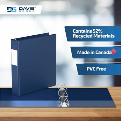 Davis Group Premium Economy, Angle D Ring, Binder, 6 Pack (Royal Blue, 1.5") - Letter - 8 1/2" (215.90 mm) x 11" (279.40 mm) Sheet Size - 350 Sheet Capacity - 3 x 1.50" (38.10 mm) Ring(s) - Fastener(s): D-Ring - Pocket(s): 2, Internal - Polypropylene - Royal Blue - 6.25 lb (2834.95 g) - Spine Label  lue 