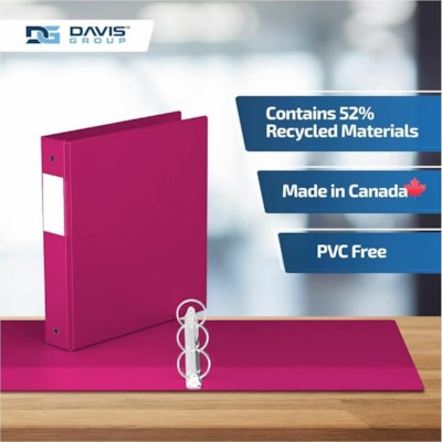 Davis Group Premium Economy, Round Ring, Binder, 6 Pack (Pink, 1.5") - Letter - 8 1/2" (215.90 mm) x 11" (279.40 mm) Sheet Size - 275 Sheet Capacity - 3 x 1.50" (38.10 mm) Ring(s) - Fastener(s): Round Ring - Pocket(s): 2, Internal - Polypropylene - Pink - 6.25 lb (2834.95 g) - Spine Label, PVC-free   