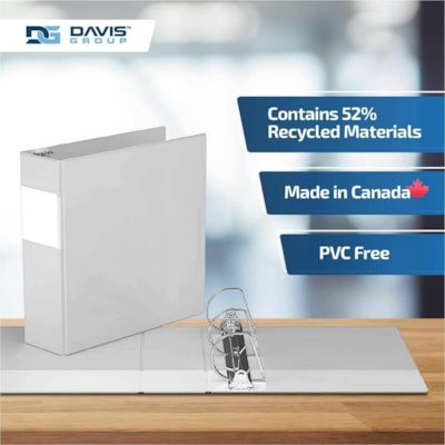 Davis Premium Economy, Angle D Ring, Binder, 6 Pack (White, 3") - Letter - 8 1/2" (215.90 mm) x 11" (279.40 mm) Sheet Size - 625 Sheet Capacity - 3 x 3" (76.20 mm) Ring(s) - Fastener(s): D-Ring - Pocket(s): 2, Internal - Polypropylene - White - 9.10 lb (4127.69 g) - Spine Label, PVC-free - 6 / Pack  