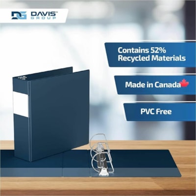 Davis Premium Economy, Angle D Ring, Binder, 6 Pack (Navy Blue, 3") - Letter - 8 1/2" (215.90 mm) x 11" (279.40 mm) Sheet Size - 625 Sheet Capacity - 3 x 3" (76.20 mm) Ring(s) - Fastener(s): D-Ring - Pocket(s): 2, Internal - Polypropylene - Navy - 9.10 lb (4127.69 g) - Spine Label, PVC-free - 6 / Pa  