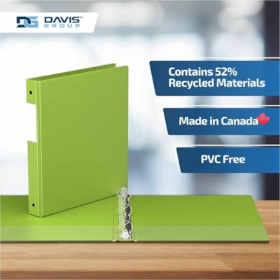 Davis Group Premium Economy, Round Ring, Binder, 6 Pack (Lime Green, 1") - Letter - 8 1/2" (215.90 mm) x 11" (279.40 mm) Sheet Size - 200 Sheet Capacity - 3 x 1" (25.40 mm) Ring(s) - Fastener(s): Round Ring - Pocket(s): 2, Internal - Polypropylene - Lime Green - 5.15 lb (2336 g) - Spine Label, PVC-f n 