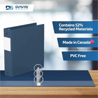 Davis Group Premium Economy, Round Ring, Binder, 6 Pack (Navy Blue, 2") - Letter - 8 1/2" (215.90 mm) x 11" (279.40 mm) Sheet Size - 400 Sheet Capacity - 3 x 2" (50.80 mm) Ring(s) - Fastener(s): Round Ring - Pocket(s): 2, Internal - Polypropylene - Navy - 7.60 lb (3447.30 g) - Spine Label, PVC-free   