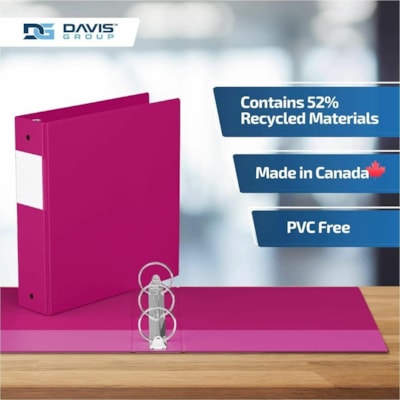 Davis Group Premium Economy, Round Ring, Binder, 6 Pack (Pink, 2") - Letter - 8 1/2" (215.90 mm) x 11" (279.40 mm) Sheet Size - 400 Sheet Capacity - 3 x 2" (50.80 mm) Ring(s) - Fastener(s): Round Ring - Pocket(s): 2, Internal - Polypropylene - Pink - 7.60 lb (3447.30 g) - Spine Label, PVC-free - 6 /  
