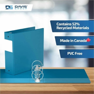 Davis Group Premium Economy, Round Ring, Binder, 6 Pack (Turquoisee Blue, 3") - Letter - 8 1/2" (215.90 mm) x 11" (279.40 mm) Sheet Size - 600 Sheet Capacity - 3 x 3" (76.20 mm) Ring(s) - Fastener(s): Round Ring - Pocket(s): 2, Internal - Polypropylene - Turquoise Blue - 9.10 lb (4127.69 g) - Spine  e 
