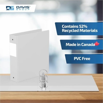 Davis Group Premium Economy, Round Ring, Binder, 6 Pack (White, 2") - Letter - 8 1/2" (215.90 mm) x 11" (279.40 mm) Sheet Size - 400 Sheet Capacity - 3 x 2" (50.80 mm) Ring(s) - Fastener(s): Round Ring - Pocket(s): 2, Internal - Polypropylene - White - 7.60 lb (3447.30 g) - Spine Label, PVC-free - 6  