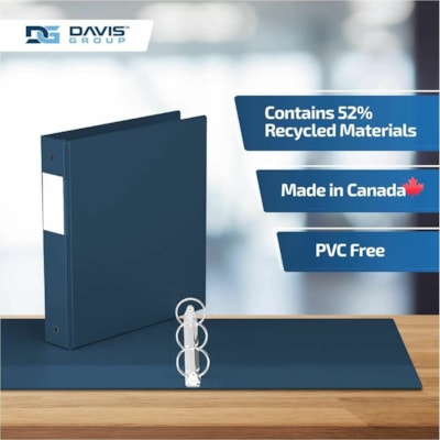 Davis Group Premium Economy, Round Ring, Binder, 6 Pack (Navy Blue, 1.5") - Letter - 8 1/2" (215.90 mm) x 11" (279.40 mm) Sheet Size - 275 Sheet Capacity - 3 x 1.50" (38.10 mm) Ring(s) - Fastener(s): Round Ring - Pocket(s): 2, Internal - Polypropylene - Navy - 6.25 lb (2834.95 g) - Spine Label, PVC- ue 