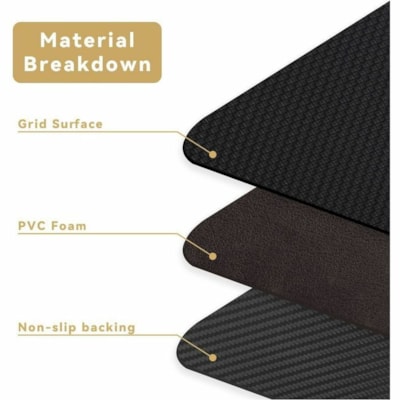 Rocelco 32"W-16.75"H Adjustable Desk Riser-Medium Anti Fatigue Mat - Black le Desk Riser-Medium Anti Fati gue Mat