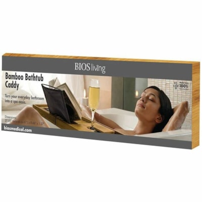 BIOS Medical Bamboo Bathtub Caddy - 1.4" (35.56 mm) Height x 27.5" (698.50 mm) Width x 8.7" (220.98 mm) Depth - Adjustable - Bamboo - 1 / Unit  