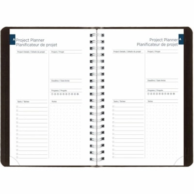 Blueline Daily/Monthly Academic Planner, Bilingual, Black (CA201B.BLK) - Academic - Daily, Monthly - 12 Month - August 2025 to July 2026 - 5" (127 mm) x 8" (203.20 mm) Sheet Size - Twin Wire - Black - Paper - Vicuana Cover - Task List, Goal Section, Schedule Section, Notes Section, Planning Space, P  