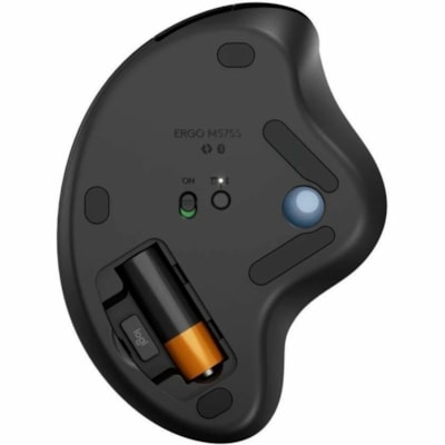 Logitech ERGO M575S Mouse - Optical - Wireless - 32.81 ft (10000 mm) - Bluetooth - 2.40 GHz - Black, Blue - 2000 dpi - Trackball, Scroll Wheel - 5 Button(s) - 1 x AA Battery Supported  