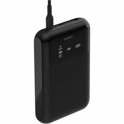 Belkin 65W 3-port USB Power Bank w/ Digital Display - 20K mAh - 2xUSB-C, 1xUSB-A - Portable Charger - w/ USB-C to USB-C Cable - Black - For Universal, Smartphone, Tablet PC, Notebook, iPad, iPad Pro, iPad mini, MacBook Air, MacBook Pro, iPhone, Nintendo Switch - 20000 mAh - 3 x USB - Black nk with Digital Display - 20K mAh - 2xUSB-C  1xUSB