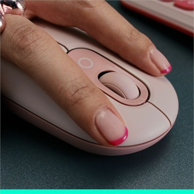 Logitech POP Mouse - Wireless - 32.81 ft (10000 mm) - Bluetooth - Rose - Scroll Wheel - 4 Button(s) - 1 x AA Battery Supported  