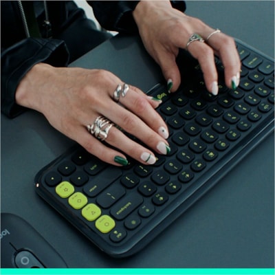 Logitech POP Icon Keys Keyboard - Wireless Connectivity - Bluetooth - 5.1 - 32.81 ft (10000 mm) - USB Interface - Easy-Switch, Power Switch Hot Key(s) - ChromeOS, Windows 10, Windows 11, Mac OS X 12.0 Monterey, Linux, Android 12, iOS 15, iPadOS 15 - PC, Mac - Recycled Plastic - AAA Battery Size Supp  WRLS 
