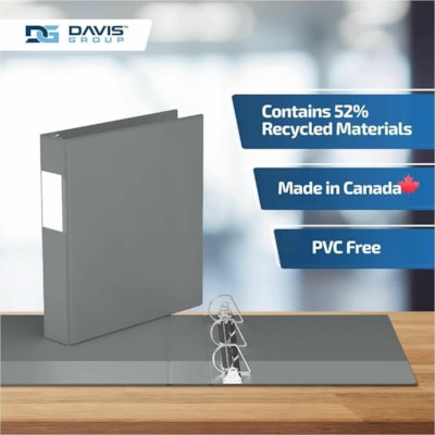 Davis Group Premium Economy, Angle D Ring, Binder, 6 Pack (Grey, 1.5") - Letter - 8 1/2" (215.90 mm) x 11" (279.40 mm) Sheet Size - 350 Sheet Capacity - 3 x 1.50" (38.10 mm) Ring(s) - Fastener(s): D-Ring - Pocket(s): 2, Inside Front & Back - Polypropylene - Gray - 6.25 lb (2834.95 g) - Recycled - La  