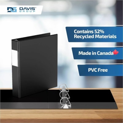 Davis Group Premium Economy, Angle D Ring, Binder, 6 Pack (Black, 1.5") - Letter - 8 1/2" (215.90 mm) x 11" (279.40 mm) Sheet Size - 350 Sheet Capacity - 3 x 1.50" (38.10 mm) Ring(s) - Fastener(s): D-Ring - Pocket(s): 2, Inside Front & Back - Polypropylene - Black - 6.25 lb (2834.95 g) - Recycled -   