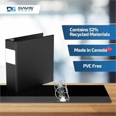 Davis Group Premium Economy, Angle D Ring, Binder, 6 Pack (Black, 3") - Letter - 8 1/2" (215.90 mm) x 11" (279.40 mm) Sheet Size - 625 Sheet Capacity - 3 x 3" (76.20 mm) Ring(s) - Fastener(s): D-Ring - Pocket(s): 2, Inside Front & Back - Polypropylene - Black - 9.10 lb (4127.69 g) - Recycled - Label  