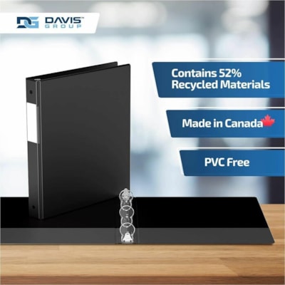 Davis Group Premium Economy, Round Ring, Binder, 6 Pack (Black, 1") - Letter - 8 1/2" (215.90 mm) x 11" (279.40 mm) Sheet Size - 200 Sheet Capacity - 3 x 1" (25.40 mm) Ring(s) - Fastener(s): Round Ring - Pocket(s): 2, Inside Front & Back - Polypropylene - Black - 5.15 lb (2336 g) - Recycled - Label   
