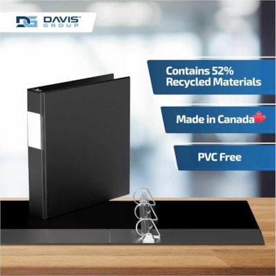 Davis Group Premium Economy, Round Ring, Binder, 6 Pack (Black, 1.5") - Letter - 8 1/2" (215.90 mm) x 11" (279.40 mm) Sheet Size - 275 Sheet Capacity - 3 x 1.50" (38.10 mm) Ring(s) - Fastener(s): Round Ring - Pocket(s): 2, Inside Front & Back - Polypropylene - Black - 6.25 lb (2834.95 g) - Recycled   