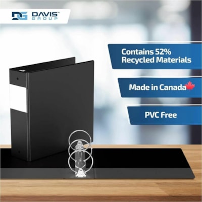 Davis Group Premium Economy, Round Ring, Binder, 6 Pack (Black, 3") - Letter - 8 1/2" (215.90 mm) x 11" (279.40 mm) Sheet Size - 600 Sheet Capacity - 3 x 3" (76.20 mm) Ring(s) - Fastener(s): Round Ring - Pocket(s): 2, Inside Front & Back - Polypropylene - Black - 9.10 lb (4127.69 g) - Recycled - Spi  