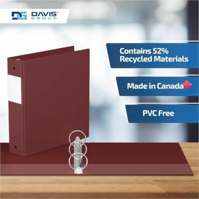 Davis Group Premium Economy, Round Ring, Binder, 6 Pack (Burgundy, 2") - Letter - 8 1/2" (215.90 mm) x 11" (279.40 mm) Sheet Size - 400 Sheet Capacity - 3 x 2" (50.80 mm) Ring(s) - Fastener(s): Round Ring - Pocket(s): 2, Inside Front & Back - Polypropylene - Burgundy - 7.60 lb (3447.30 g) - Recycled  