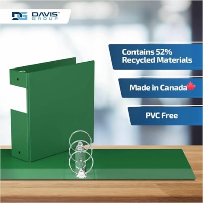 Davis Group Premium Economy, Round Ring, Binder, 6 Pack (Green, 3") - Letter - 8 1/2" (215.90 mm) x 11" (279.40 mm) Sheet Size - 600 Sheet Capacity - 3 x 3" (76.20 mm) Ring(s) - Fastener(s): Round Ring - Pocket(s): 2, Inside Front & Back - Polypropylene - Green - 9.10 lb (4127.69 g) - Recycled - Spi  