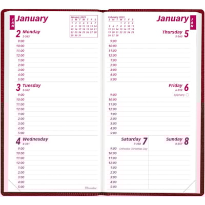 Brownline Brownline Monthly Pocket Planner - Weekly - January 2023 to December 2023 - 9:00 AM to 5:00 PM - Hourly - 1 Week Double Page Layout - 3 1/10" (78.74 mm) x 6" (152.40 mm) Sheet Size - Assorted - Pocket, Flexible, Tear-off, Phone Directory, Address Directory, Notepad, Reference Calendar - 1   
