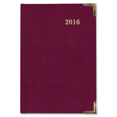 Brownline Aristo Bonded Leather Weekly Executive Appointment Book - Julian Dates - Weekly - January to December - 7:00 AM to 6:00 PM - Quarter-hourly - 1 Week Single Page Layout - 7 5/8" (193.68 mm) x 10 7/8" (276.23 mm) Sheet Size - Sewn - Assorted - Leather - Hard Cover, Ribbon Marker, Maps - 1 Ea  