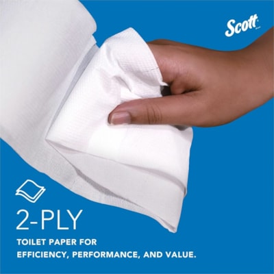 Papier hygiénique Recyclé Scott - 2 Pli - largeur de 3,55 po (90,17 mm) x longueur de 1000 pi (304,80 m) - Blanc - 12 / Carton BOÎTE DE 12 
