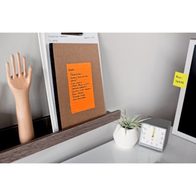 Post-it® - Super Sticky Notes - Collection couleur Energy Boost - largeur de drapeau/note 4 po (101,60 mm) x longueur de drapeau/note 6 po (152,40 mm) - Rectangulaires - 90 Feuilles par bloc - Avec ligne - Orange, Rose, Vert - Papier - Autocollant, Recyclable - 3 / emballage 4X6 LIGNES ENERGY BOOST 