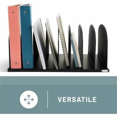 Safco Mesh Desk Organizers - 8 Compartment(s) - Compartment Size : 2" (50.80 mm) - 8.3" (209.55 mm) Height x 19.3" (488.95 mm) Width x 11.5" (292.10 mm) Depth - Desktop - Powder Coated - Black - Steel - 1 Each 8 - 2" WIDE VERTICAL PARTS.BLK 19 1/4"W X 11 1/2"D X 8 1/4"H