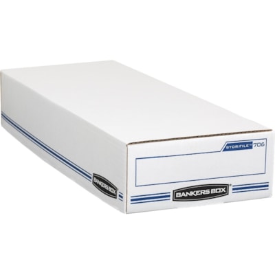 Bankers Box STOR/FILE Check Storage Boxes - Internal Dimensions: 9" (228.60 mm) Width x 24" (609.60 mm) Depth x 4" (101.60 mm) Height - External Dimensions: 9.3" (234.95 mm) Width x 25" (635 mm) Depth x 4.1" (104.90 mm) Height - 650 lb (294835.04 g) - Flip Top Closure - Light Duty - Stackable - Whit ATTCHD FLIP-TOP LID 