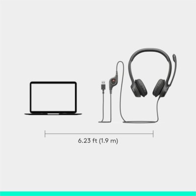 Logitech Padded H390 USB Headset - Stereo - USB - Wired - 20 Hz to 20 kHz - Over-the-head - Binaural - Circumaural - 8 ft (2.44 m) Cable - Noise Cancelling Microphone - Black, Silver  