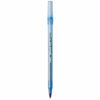 BIC Round Stic Ballpoint Pens - Medium Pen Point - Blue Ink - Blue Barrel - 60 / Box BULK BOX 60 PENS PER PK 