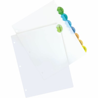 Avery - Diviseurs en plastique Edge insérables, 8 onglets, 1 jeu - 8 x Intercalaire(s) - 8 - 8 Onglet(s)/Ensemble - largeur de l'intercalaire 8,50 po (215,90 mm) x longueur de l'intercalaire 11 po (279,40 mm) - 3 TrouPerforé - Divider Translucide Plastique - Tab(s) Multicouleur Plastiq PLASTIQUE DURABLE  8 ONGLET SANS PVC  MULTICOULEUR