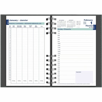 Blueline 2026 CoilPro 12-Month Daily Planner - January to December - 8" x 5" - Assorted Colours - Bilingual - Julian Dates - Daily - 12 Month - January 2026 to December 2026 - 7:00 AM to 7:30 PM - Half-hourly - 1 Day Single Page Layout - 5" (127 mm) x 8" (203.20 mm) Sheet Size - Twin Wire - Assorted  
