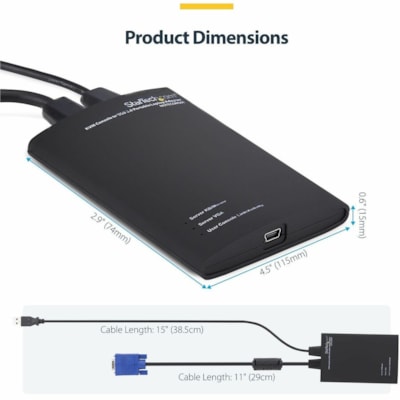 StarTech.com KVM Console to USB 2.0 Portable Laptop Crash Cart Adapter, Compact Notebook/Netbook KVM to USB Portable KVM Console, TAA - Turn any laptop into a console for headless servers, PCs, ATMs, kiosks and more - usb crash cart adapter - laptop crash cart - laptop kvm console -portable crash ca USB 2.0 Portable Laptop Crash Cart Adapter turns y