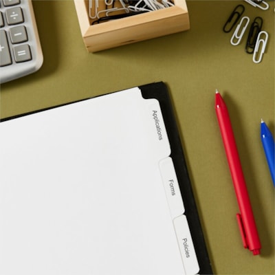 Avery® Print & Apply Clear Label Dividers, Index Maker(R) Easy Apply(TM) Printable Label Strip, 5 White Tabs, 5 Sets (11436) - 25 x Divider(s) - Print-on Tab(s) - 5 - 5 Tab(s)/Set - 8.50" (215.90 mm) Divider Width x 11" (279.40 mm) Divider Length - 3 Hole Punched - White Paper Divider - White Pa LASER AVERY 3 CLEAR LABEL SHEETS REINFORCED  20% PCW