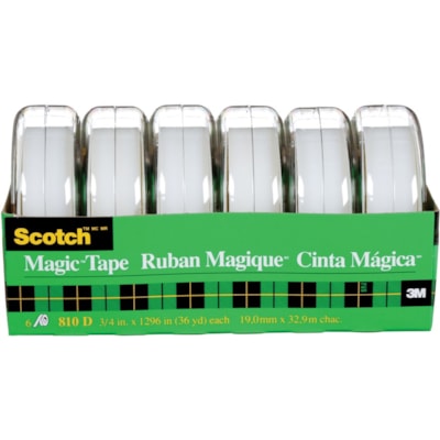 Scotch Magic Invisible Tape Dispenser 3/4" (19 mm x 32.9 m) - 36 yd (32.9 m) Length x 0.75" (19 mm) Width - Clear - Dispenser Included - Desktop Dispenser - 1 / Pack 32.9M LONG SCOTCH BRAND 