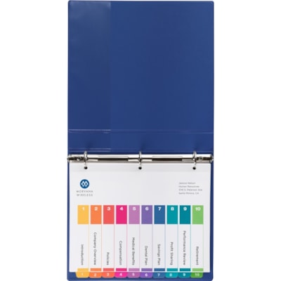 Avery® Ready Index(R) 10-Tab Binder Dividers, Customizable Table of Contents, Multicolor Tabs, 24 Sets (11169) - 240 x Divider(s) - 1-10 - 10 Tab(s)/Set - 8.50" (215.90 mm) Divider Width x 11" (279.40 mm) Divider Length - 3 Hole Punched - White Paper Divider - Multicolor Paper Tab(s) - 20% Recyc 25 UNCOLLATED SETS OF 10 TABS 20% PCW