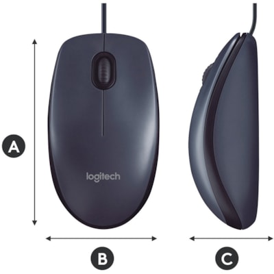 Logitech B100 Optical USB Mouse - Optical - Cable - Black - USB - 800 dpi - Scroll Wheel - 3 Button(s) - Symmetrical - 1 Each OPTICAL USB MOUSE 