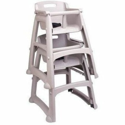 Rubbermaid Sturdy Chair Youth Seat with Wheels - Platinum WITH WHEELS MICROBAN PROTECTION