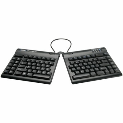 Kinesis Freestyle2 Keyboard for PC - Cable Connectivity - USB Interface - Cut, Copy, Paste, Undo, Pause, Page Movement, Home, Forward Hot Key(s) - Windows 7, Windows 11, Linux - Computer - PC - Membrane/Rubber Dome Keyswitch - Black ENGLISH QUIET LOW-FORCE KEYS MFG. WARRANTY ONLY