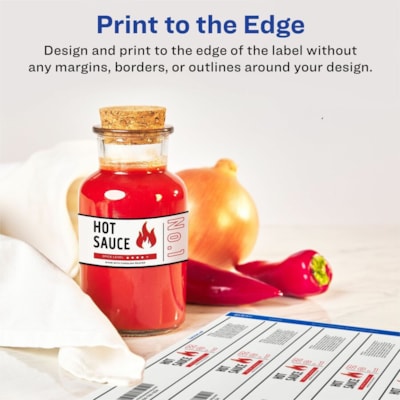 Avery® Durable White Wraparound Labels 9-3/4" x 1-1/4" , Permanent Adhesive, for Laser and Inkjet Printers - Waterproof - 9 3/4" (247.65 mm) Width x 1 1/4" (31.75 mm) Length - Permanent Adhesive - Rectangle - Inkjet, Laser - Matte - White - Film - Water Resistant - Print-to-the Edge, Permanent A 1 1/4" X 9 3/4" 40 LABELS  WHITE  WATER-RESIST
