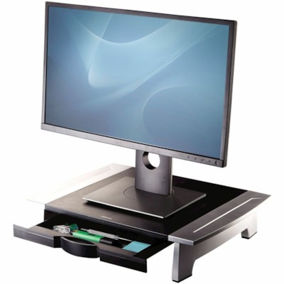 Fellowes Office Suites Monitor Riser - Up to 21" (533.40 mm) Screen Support - 80 lb (36287.39 g) Load Capacity - 4.19" (106.43 mm) Height x 19.88" (504.95 mm) Width x 14.06" (357.12 mm) Depth - Desktop - High Performance Steel (HPS) - Black, Silver MONITOR RISER 