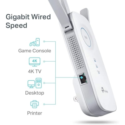 TP-Link RE450 IEEE 802.11ac 1.71 Gbit/s Wireless Range Extender - 2.40 GHz, 5 GHz - 3 x External Antenna(s) - External - 1 x Network (RJ-45) - Ethernet, Fast Ethernet, Gigabit Ethernet - 9 W - Wall Mountable  