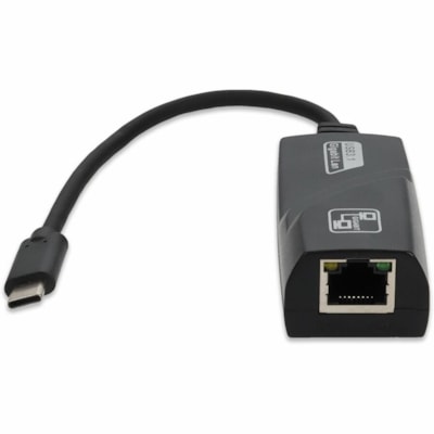 AddOn USB C 3.1 Male to RJ-45 Female Black Adapter - RJ-45/USB Data Transfer Cable for MacBook, Notebook, Computer - First End: 1 x USB 3.1 Type C - Male - Second End: 1 x RJ-45 Network - Female - Black  CTLR 
