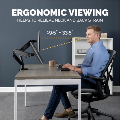 Fellowes Platinum Series Dual Monitor Arm - 2 Display(s) Supported - 46" Screen Support - 40 lb (18143.69 g) Load Capacity - 1 Each DESK MOUNT 