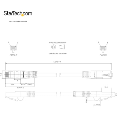 StarTech.com 14ft CAT6 Ethernet Cable - Black Snagless Gigabit - 100W PoE UTP 650MHz Category 6 Patch Cord UL Certified Wiring/TIA - 14ft Black CAT6 Ethernet cable delivers Multi Gigabit 1/2.5/5Gbps & 10Gbps up to 160ft - 650MHz - Fluke tested to ANSI/TIA-568-2.D Category 6 - 24 AWG stranded 100% co ed Pair (UTP) - Male Left Gend er - Male Right Gend