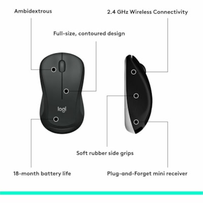 Logitech MK540 Advanced Wireless Keyboard and Mouse Combo for Windows, 2.4 GHz Unifying USB-Receiver, Multimedia Hotkeys, 3-Year Battery Life, for PC, Laptop - USB Wireless RF Keyboard - Black - USB Wireless RF Mouse - Optical - 1000 dpi - Scroll Wheel - QWERTY - Black - Media Player, Calculator, On d - QWERTY - Optical - Wireles s - USB - Windows 7